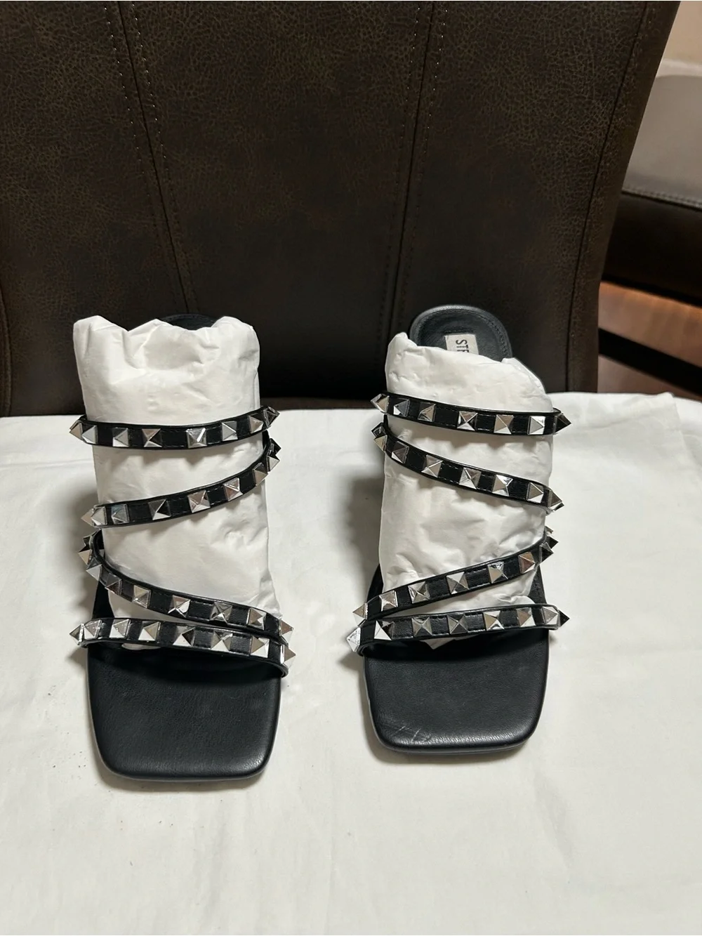 Steve Madden Black Studded Strappy wedge Heels